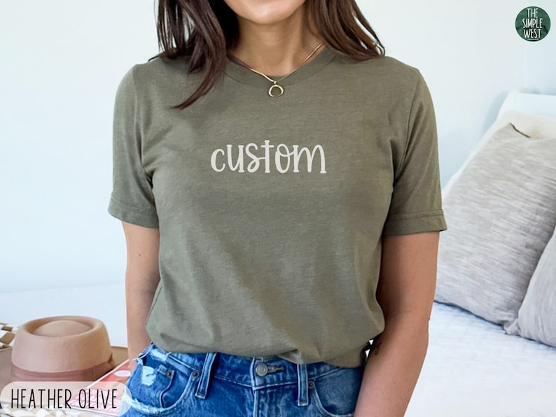 Custom Shirt, Personalized Shirt, Customized Text Tshirt, Custom Gift, Cursive Writing Tee, Custom Heart, Custom Logo Shirt, Custom Cursive 画像 9