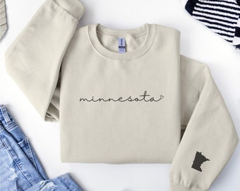 Minnesota Crewneck Sweatshirt, Minnesota Trip Shirt, Minnesota Vacation Tee, Moving to Minnesota Apparel, Minnesota Home State, MN Pullover