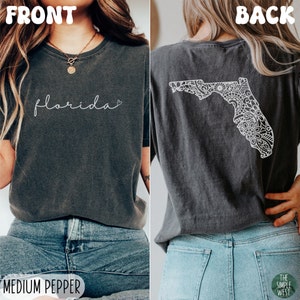 Florida Comfort Colors Shirt, Women’s Floral Florida Crewneck Tee, Moving to Florida Gift, Florida Souvenir, Florida Bachelorette Apparel