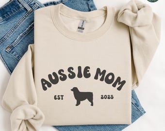 Australian Shepherd Sweatshirt, Custom Aussie Dog Gifts, Personalized Aussie Mom Hoodie, Australian Shepherd Shirt, Aussie Crewneck Apparel