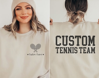 Custom Tennis Team Sweatshirt, Tennis Club Crewneck, Tennis Coach Gift, Tennis Player Gift, Custom Name Team Apparel, Tennis Lover Pullover