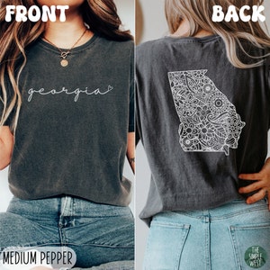Georgia Comfort Colors Shirt, Women’s Floral Georgia Crewneck Tee, Moving to Georgia Gift, Georgia Souvenir, Georgia Bachelorette Apparel
