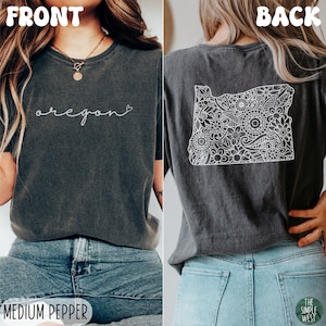 Oregon Comfort Colors Shirt, Women’s Floral Oregon Crewneck Tee, Moving to Oregon Gift, Oregon Travel Souvenir, Oregon Bachelorette Apparel