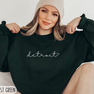 Detroit Sweatshirt, Women's Detroit Crewneck, Detroit Cursive Pullover, Detroit Gift, Oversized Detroit Michigan Shirt, Detroit Bachelorette image 5