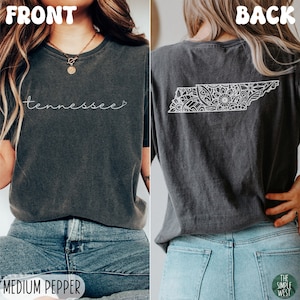 Tennessee Comfort Colors Shirt, Women’s Floral Tennessee Crewneck Tee, Moving to Tennessee Gift, Tennessee Souvenir, TN Bachelorette Apparel