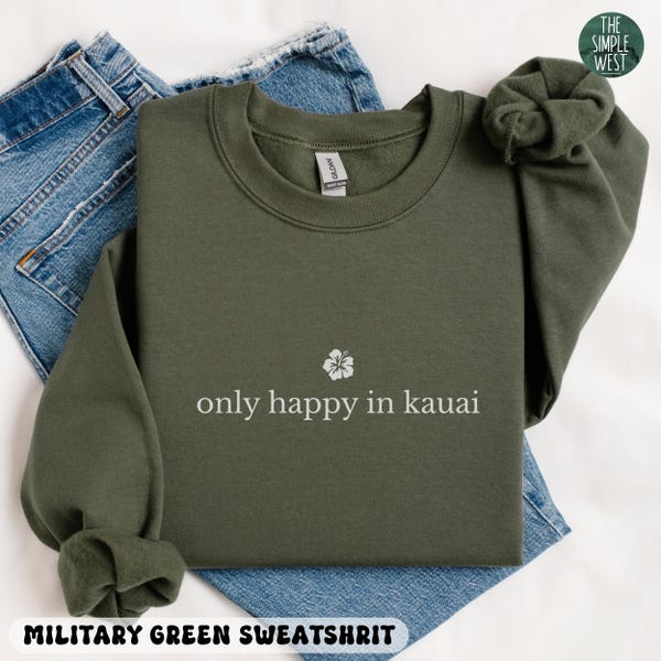 Kauai Sweatshirt, Hawaiian Islands Crewneck Sweater, Hawaii Home State Shirt, Hawaii Travel Souvenir Hoodie, Floral Kauai Vacation Apparel