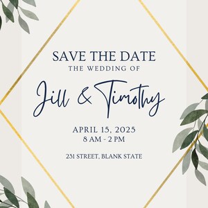 Wedding Invitation Template, greenery design #1, 2022