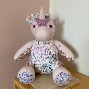 Patchwork Keepsake Unicorn: Memory Bear, Baby Keepsake, Mother’s Day Gift, Memorial Gift