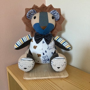 Patchwork Keepsake Lion- Memory Lion- Memorial Lion- Keepsake Bear- Memory Bear- Memorial Bear- Baby Clothes Keepsake- Mothers Day Gift