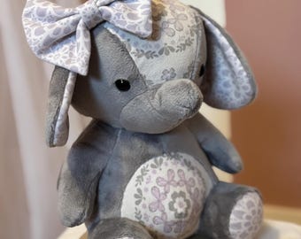 Patchwork Keepsake Elephant: Memory Gift from Baby Clothes, Memory Bear, Memorial Gift, Mother’s Day Gift
