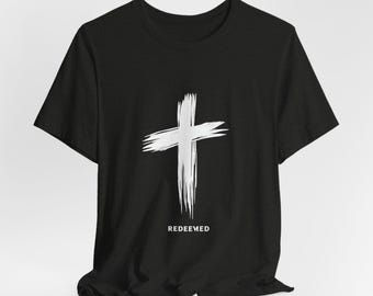 Camiseta de cruz de pincelada redimida / Camiseta de fe cristiana