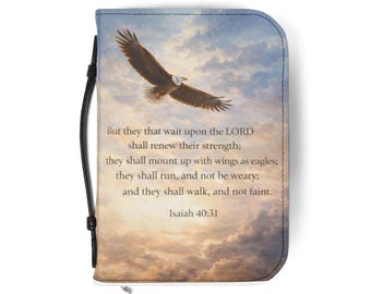 Funda para Biblia Isaías 40:31 / Estuche para Biblia KJV con águilas / Protector para Biblia cristiana / Regalo de fe / Funda con cremallera religiosa