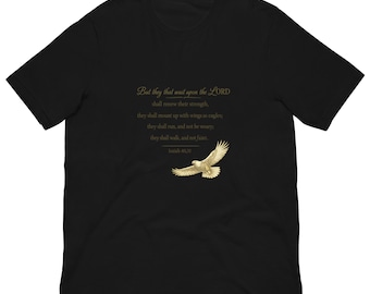 Camiseta cristiana de Isaías 40:31, camiseta con la Escritura del Águila, camiseta con versículo bíblico de fe, regalo cristiano, Hearts of Faith Studio