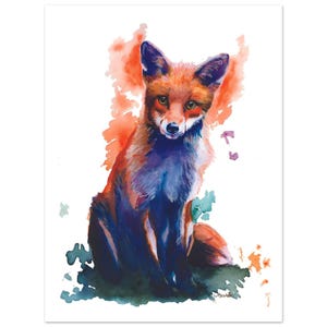 Fox Watercolour Poster – Original Painting by Whitney Saxton | Eco-Friendly Art Print