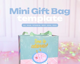 Mini Gift Bag Template / Gift Bag Cutting and Design Template / Studio / Illustrator / Photoshop