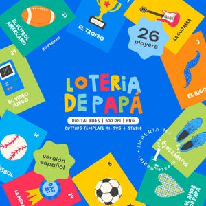 DIGITAL / 26 Jugadores / Juego de Loteria Día del Padre / Bingo/ Father's Day lottery game / Juego de mesa