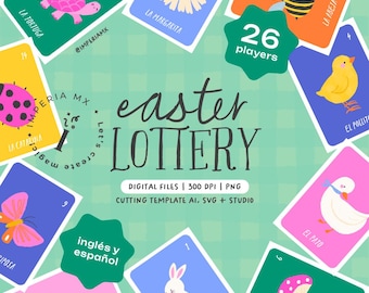 DIGITAL - 26 PLAYERS - Easter Lottery Game, Bingo, Spring Board Game