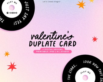 DIGITAL / Valentine&#39;s Duplate Card / Valentine&#39;s Disc Card / Greeting Card