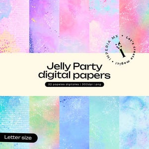 Jelly Party Digital Papers -  Papeles digitales, watercolor wallpaper, fantasy background