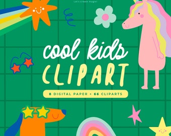 Cool Kids Cliparts - Children's Day Illustrations, Digital Papers