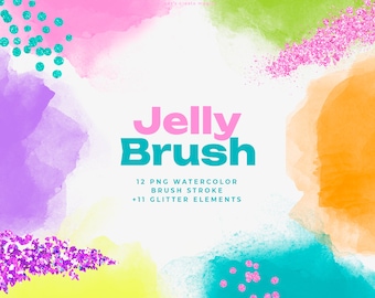 Jelly Watercolor brush stroke / cliparts / glitter