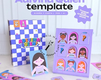 DIGITAL - COMPLETE GAME - Guess Who Template, editable AI + PSD and slice file, Board Game