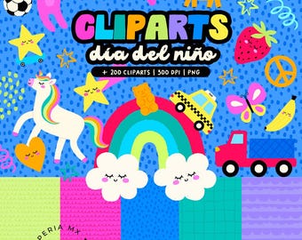 Kids Cliparts - Children's Day Illustrations, Decorative Festive Digital Papers