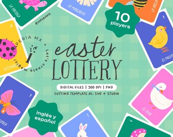 DIGITAL / 10 PLAYERS / Easter Lottery Game / Bingo / Easter Lottery Game / Spring / Board Game