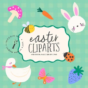 Easter Cliparts / Easter Illustrations / Digital Paper / Fonts / Easter / Spring