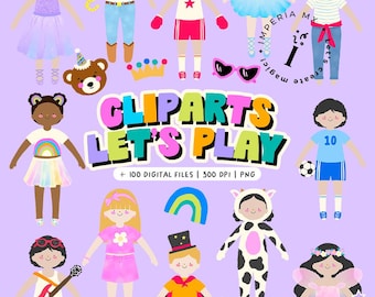 Children's Day Clipart / Customizable Dolls / Digital Paper / Customizable Dolls / Clothes