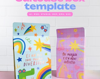 DIGITAL / Suitcase Box Template (Christmas Village) / Editable AI + PSD / Cutting file / Cutting template / Lunchbox / Suitcase