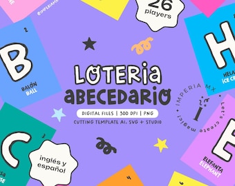 DIGITAL / 26 players / Alphabet Lottery Game / Bingo / Back to school lottery game / Board game / English Spanish vocabulary