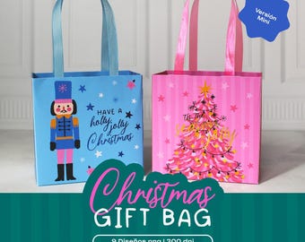 DIGITAL - ChristmasMini Gift Bag, Christmas gift bag, mini boutique bag