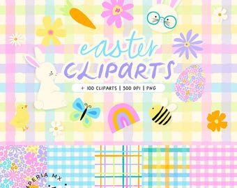 Easter Cliparts - Easter illustrations, Easter and spring digital papers, decorative frames