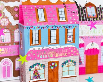 DIGITAL / Christmas Village Box / Christmas Village Gift Boxes and Gingerbread Houses