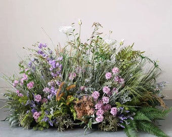 Greenery Wedding Arrangements with Light Purple Flowers for Aisle Decor