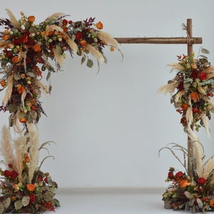 Pampas Wedding Arrangements with Terracotta and Rust Colors Flowers for Wedding Arch