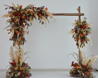 Pampas Wedding Arrangements with Terracotta and Rust Colors Flowers for Wedding Arch