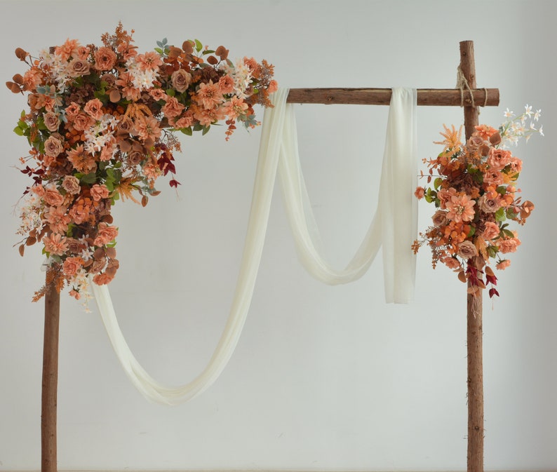 Rustic Wedding Backdrop Wedding Arch Flowers Wedding Swag Tieback Fall Wedding Rust Orange Wedding Terracotta Wedding Corner swag+tieback