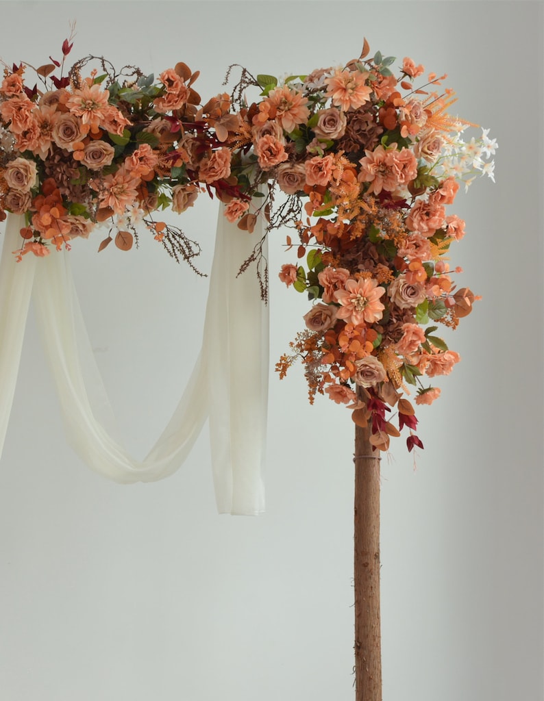 Rustic Wedding Backdrop Wedding Arch Flowers Wedding Swag Tieback Fall Wedding Rust Orange Wedding Terracotta Wedding image 4