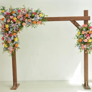 Wildflower Wedding Arch Arrangement: Pink, Orange, Blue Floral Display