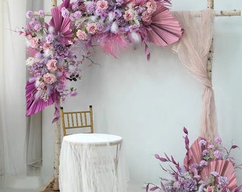 Artificial Wedding Arch Arrangements in Pink and Dusty Purple