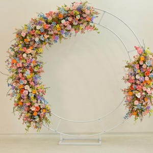 Floral Arch Arrangement: Pink, Orange, Purple & Blue Flower Decoration