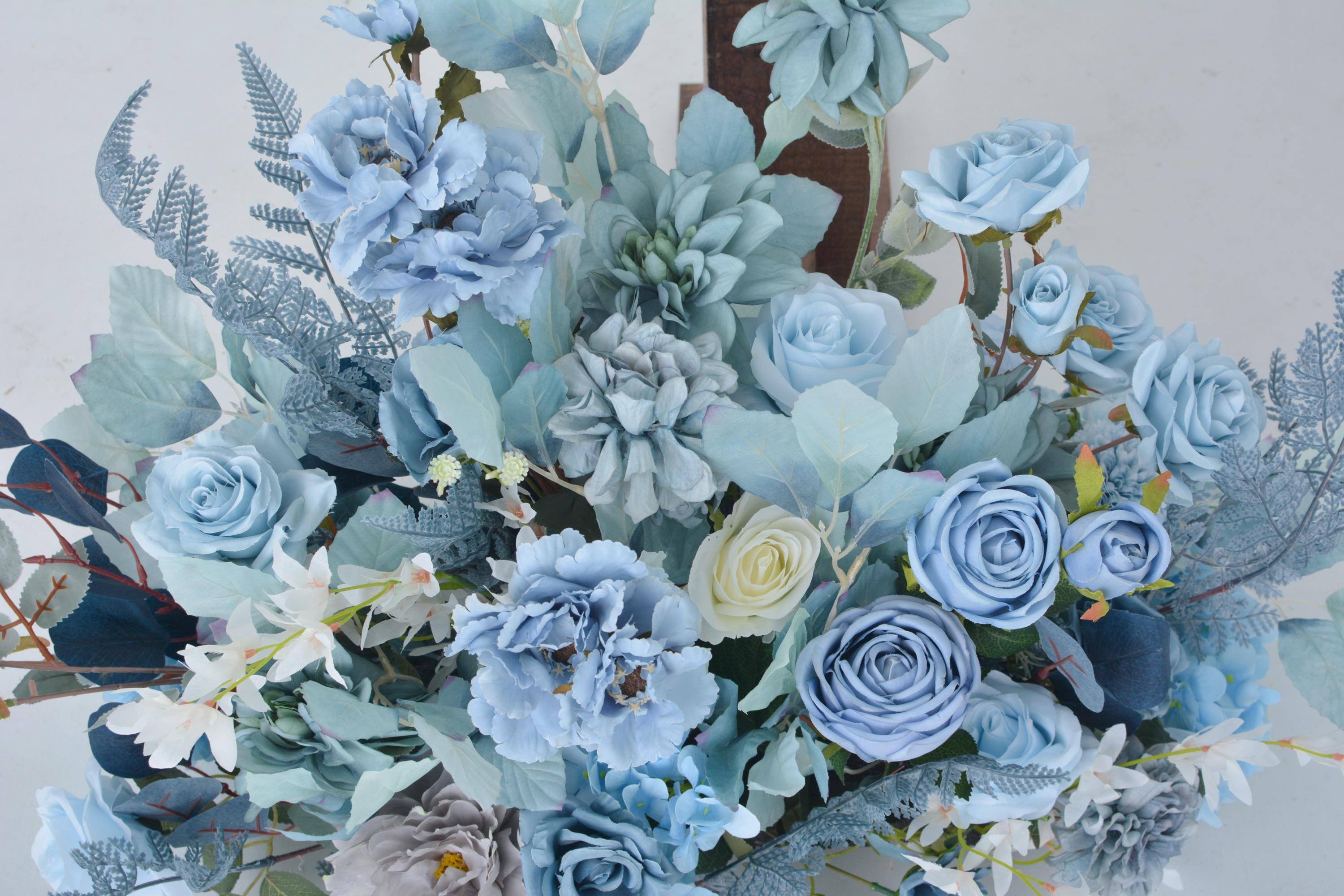 Elegant Blue and White Floral Wedding Arch Arrangement - Etsy