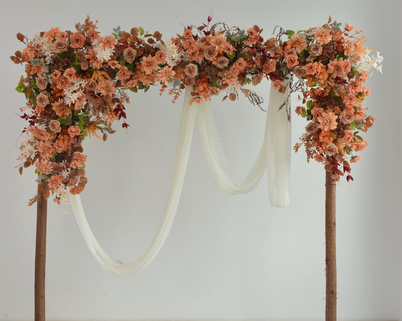 Rustic Wedding Backdrop Wedding Arch Flowers Wedding Swag Tieback Fall Wedding Rust Orange Wedding Terracotta Wedding image 2