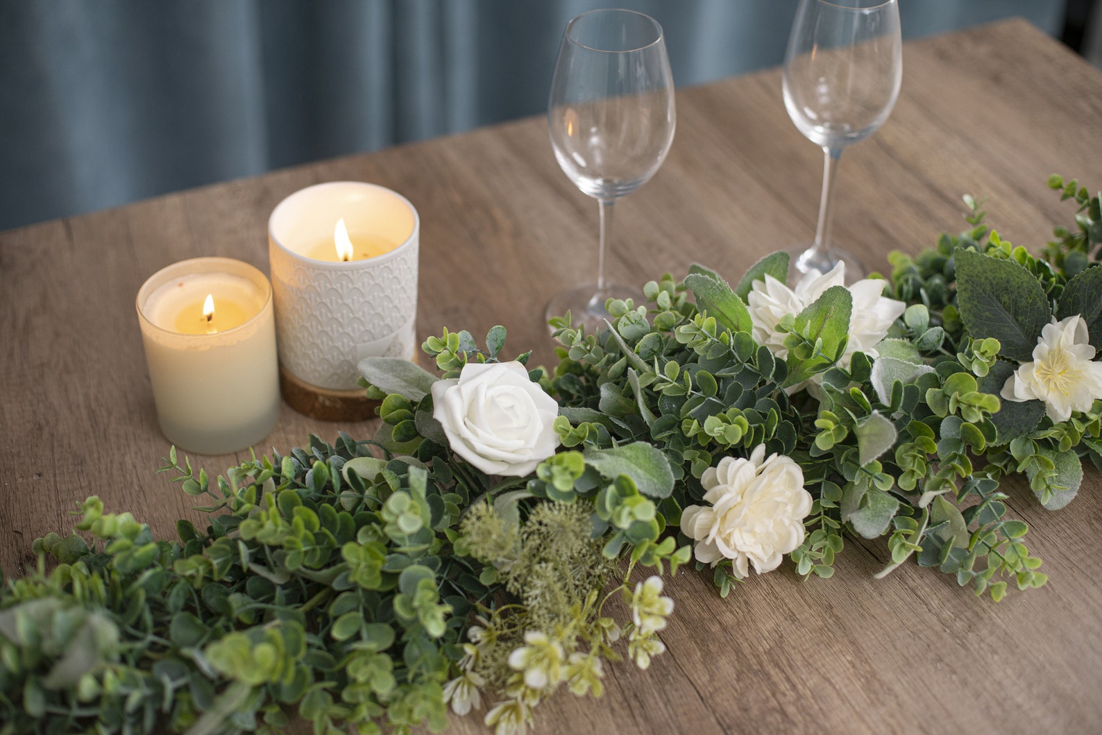 Lightup your Xmas party with 20 Christmas table decoration 9 6FT Eucalyptus Lambs Ear Garland