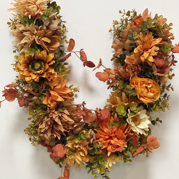 Fall garland Thanksgiving Garland Fall Wedding Garland Mantel Garland Autumn Eucalyptus Flower Garland