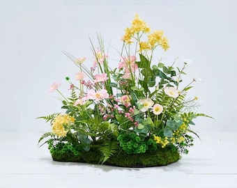 Enchanted Garden Greenery Arrangements with Bursts of Colorful Flowers