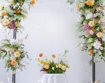 Artificial Wedding Flower Swag with Greenery, White and Yellow Flowers for Spring Summer Wedding