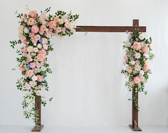 Wedding Arch Flowers, Blush Pink Peony Rose Floral Swag Greenery Arrangement